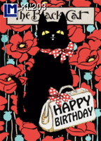 KL203: BLACK CAT, HAPPY BIRTHDAY ( ART ) KATZE